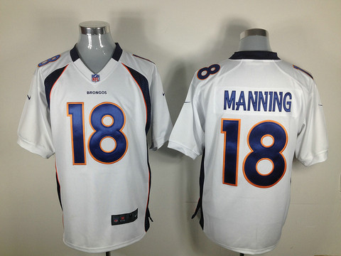 NFL Denver Broncos 18 Manning Authentic White Nike Game Jerseys